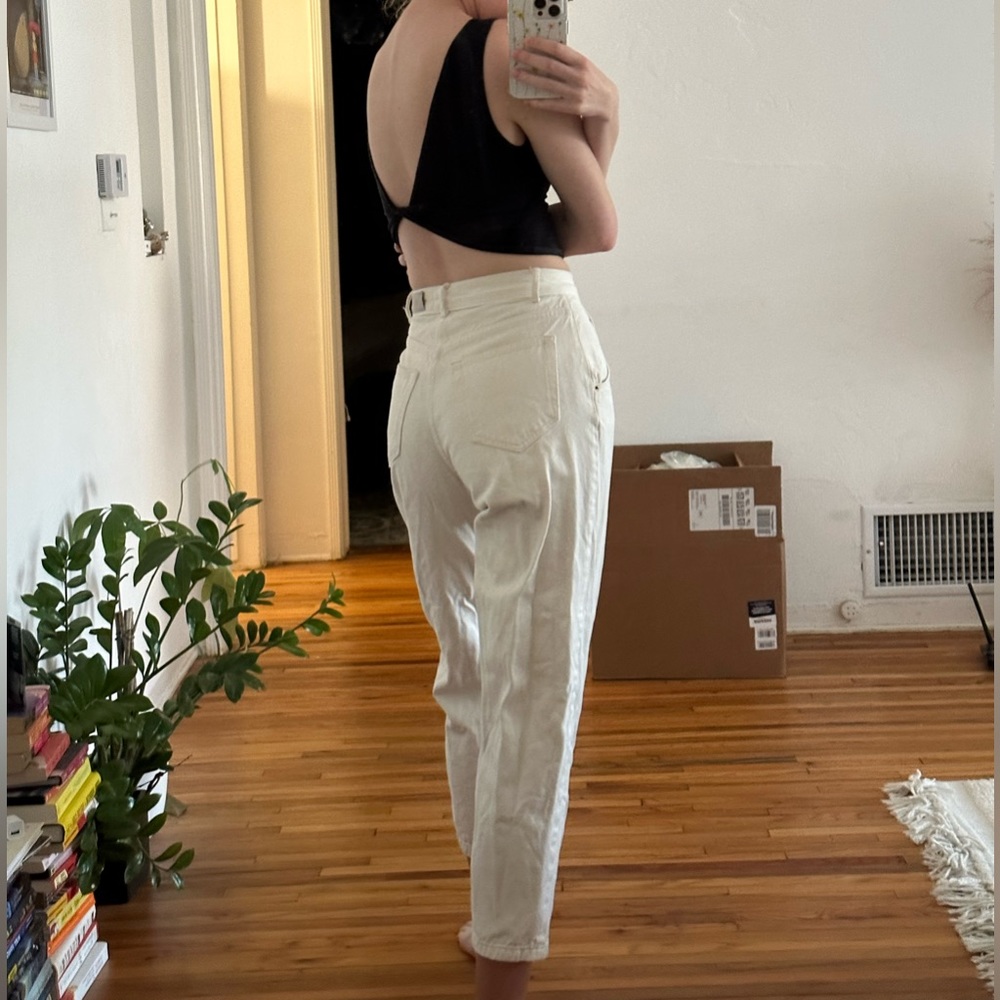 Pull & Bear WHITE DENIM MOM JEANS